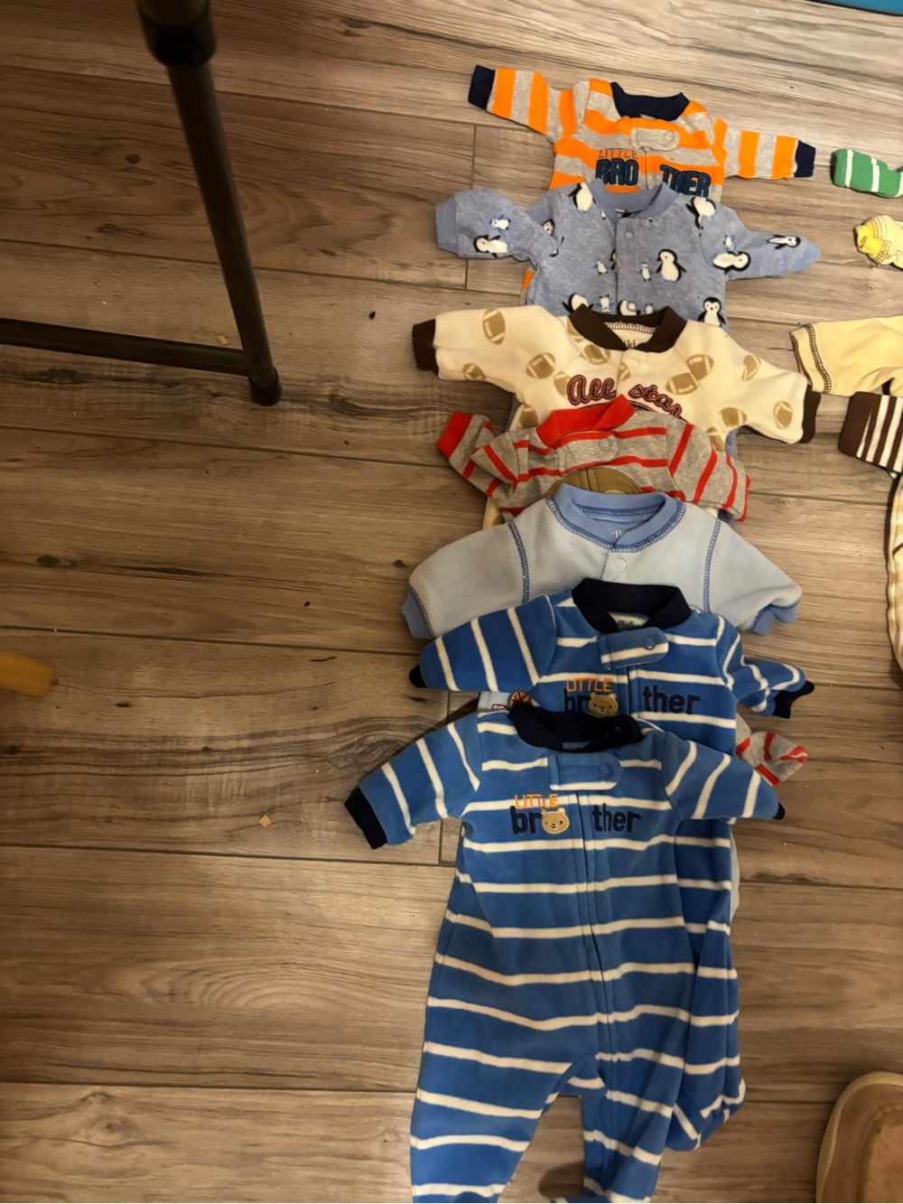 Blue Striped Little Brother One-Piece Sleeper for Kids